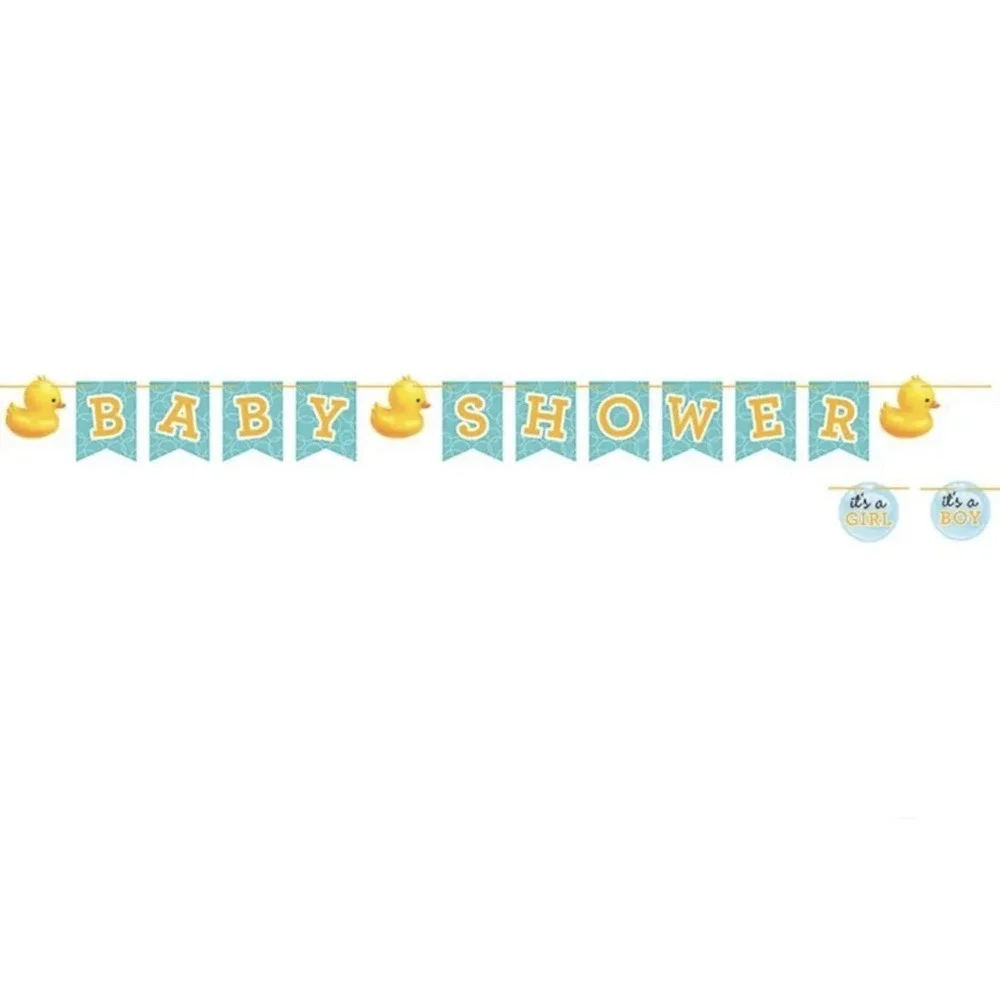 6.5' Bubble Bath Baby Shower Shaped Ribbon Banner Rubber Ducky boy or‎ girl